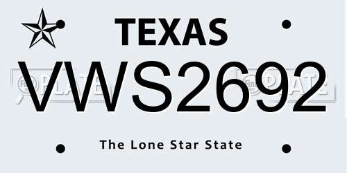 VWS2692 Texas License Plate