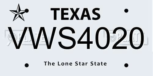 VWS4020 Texas License Plate