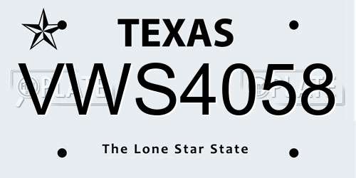 VWS4058 Texas License Plate