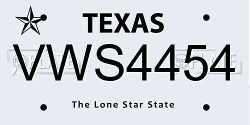 VWS4454 Texas License Plate