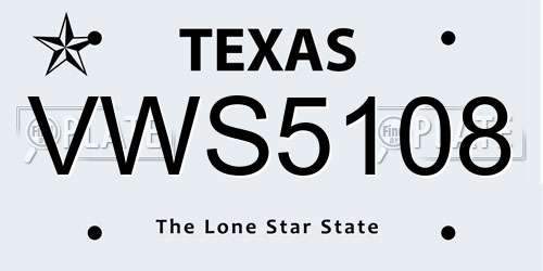 VWS5108 Texas License Plate