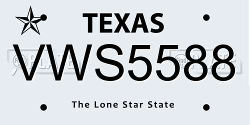 VWS5588 Texas License Plate
