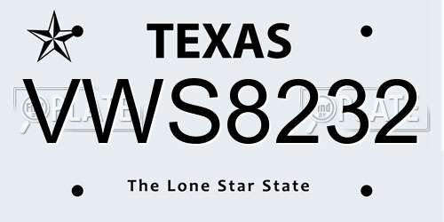 VWS8232 Texas License Plate