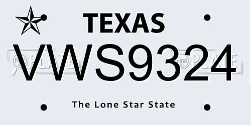 VWS9324 Texas License Plate