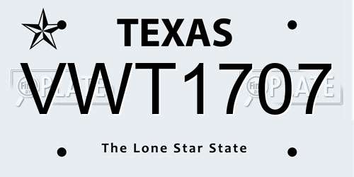 VWT1707 Texas License Plate