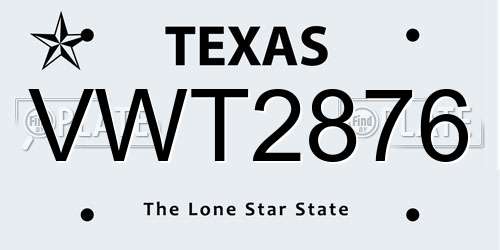 VWT2876 Texas License Plate