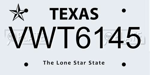 VWT6145 Texas License Plate