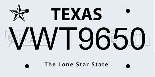 VWT9650 Texas License Plate