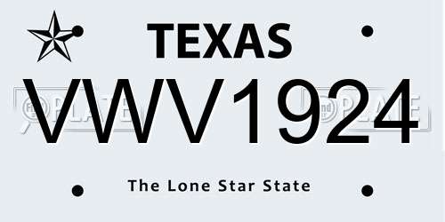 VWV1924 Texas License Plate