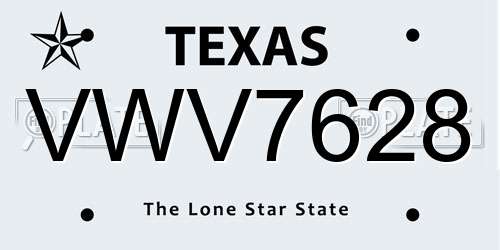 VWV7628 Texas License Plate