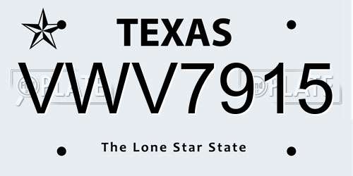 VWV7915 Texas License Plate