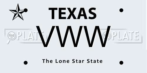 VWW Texas License Plate