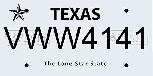 VWW4141 Texas License Plate
