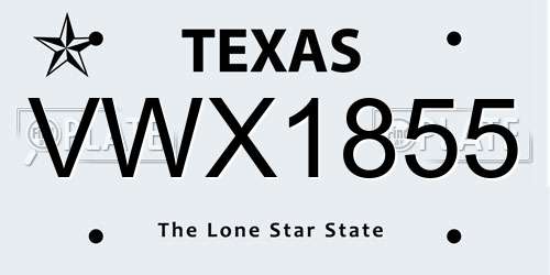 VWX1855 Texas License Plate