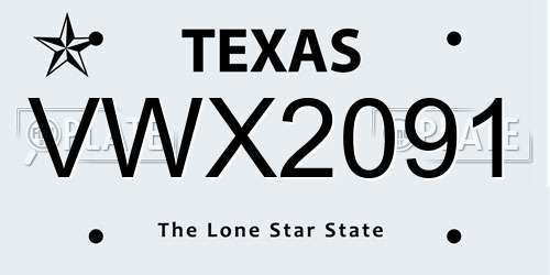 VWX2091 Texas License Plate