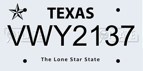 VWY2137 Texas License Plate