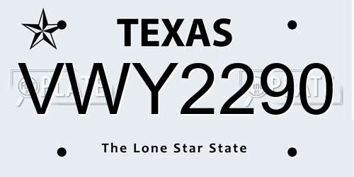 VWY2290 Texas License Plate
