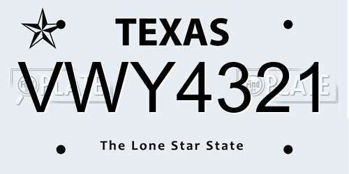 VWY4321 Texas License Plate