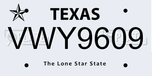 VWY9609 Texas License Plate