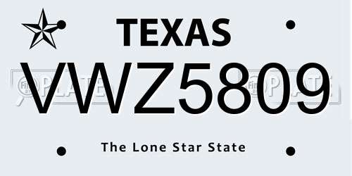VWZ5809 Texas License Plate
