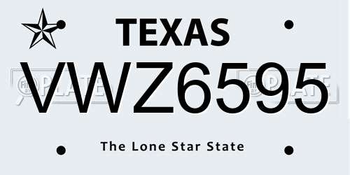 VWZ6595 Texas License Plate