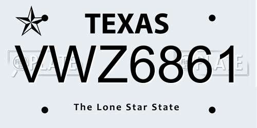 VWZ6861 Texas License Plate