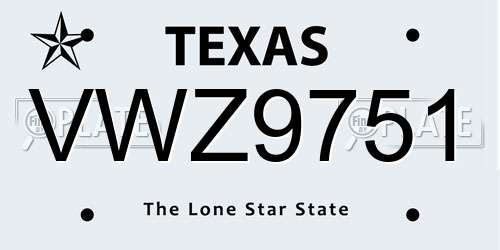 VWZ9751 Texas License Plate