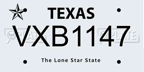 VXB1147 Texas License Plate