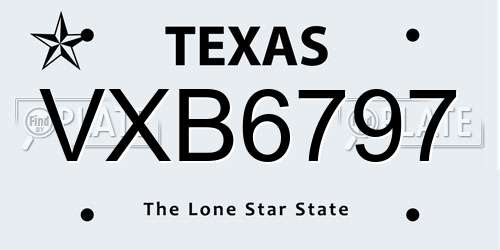 VXB6797 Texas License Plate