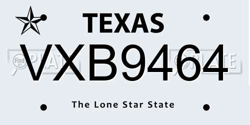VXB9464 Texas License Plate