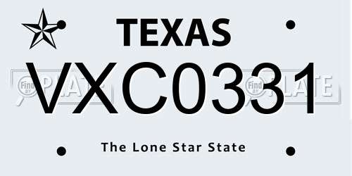 VXC0331 Texas License Plate