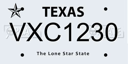 VXC1230 Texas License Plate