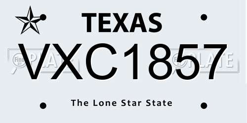 VXC1857 Texas License Plate