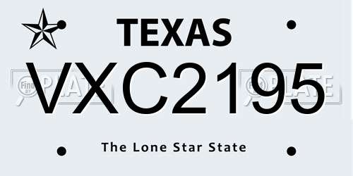 VXC2195 Texas License Plate