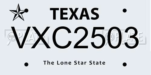 VXC2503 Texas License Plate