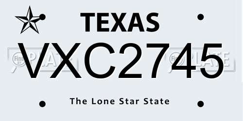 VXC2745 Texas License Plate