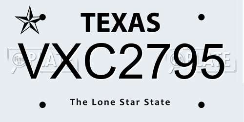 VXC2795 Texas License Plate