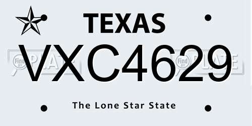VXC4629 Texas License Plate