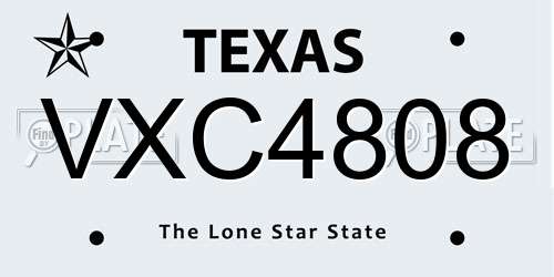 VXC4808 Texas License Plate