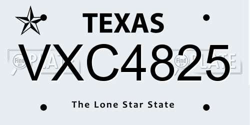 VXC4825 Texas License Plate