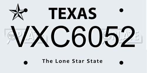 VXC6052 Texas License Plate