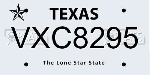 VXC8295 Texas License Plate