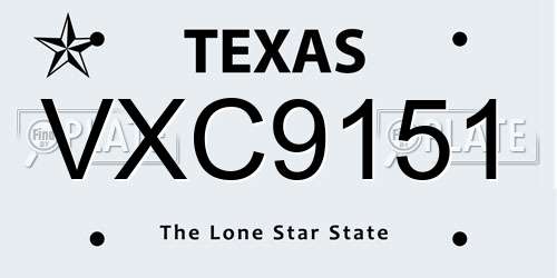 VXC9151 Texas License Plate