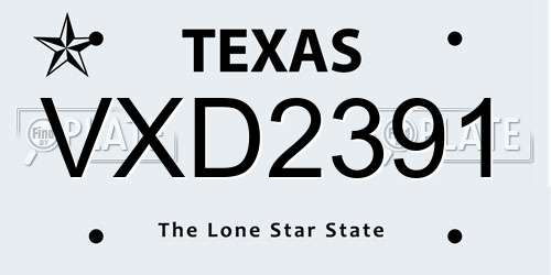 VXD2391 Texas License Plate