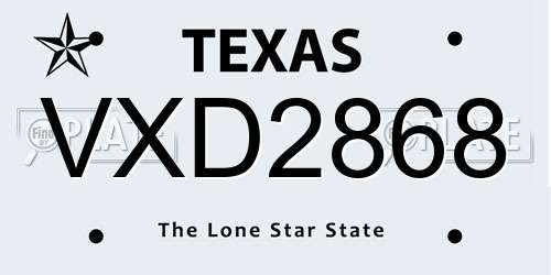 VXD2868 Texas License Plate