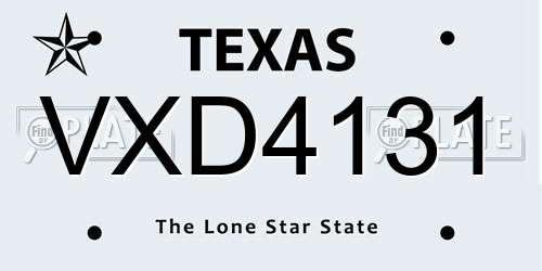 VXD4131 Texas License Plate
