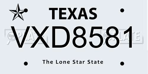 VXD8581 Texas License Plate