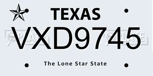 VXD9745 Texas License Plate