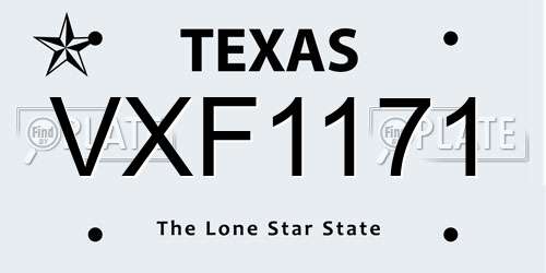 VXF1171 Texas License Plate