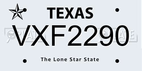 VXF2290 Texas License Plate